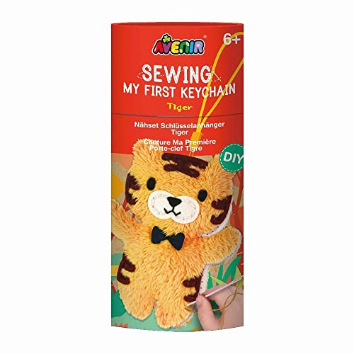 Avenir 6301637 DIY Nähset, Sewing Schlüsselanhänger Tiger, Bastelset für Kinder, Kreativset, ab 6 Jahren von Avenir