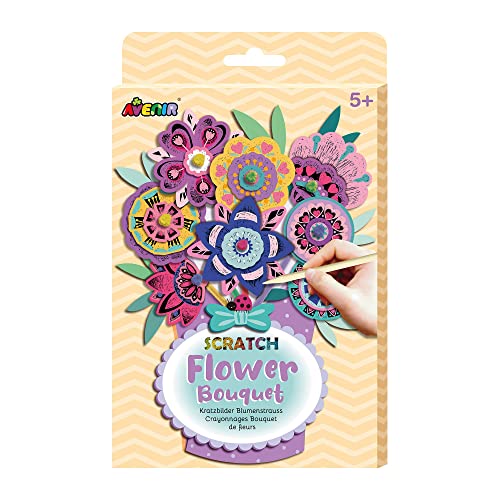 Avenir 6301734 Kratzbilder Bastelset Blumenstrauß, DIY Kreativset für Kinder ab 5 Jahren, Bouquet von Avenir