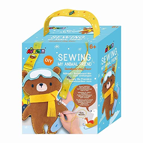 Avenir 6301816 DIY Nähset, Sewing Bär mit Snowboard, Umhängetier, Bastelset für Kinder, Kreativset, ab 6 Jahren von Avenir