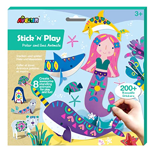 Avenir CH221842 Stick N Play Buch für Kinder | Polar- und Meerestiere geformte Karten und wiederverwendbare Aufkleber von Avenir