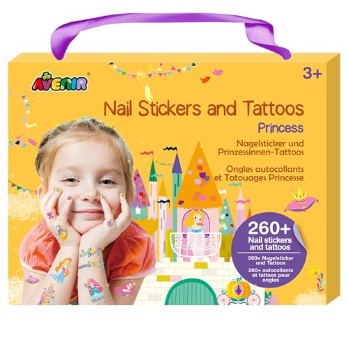 Kreativ-Set Nagelsticker & Tattoos, Motiv: Prinzessin, temporäre Aufkleber für Kinder ab 3 Jahren von Avenir