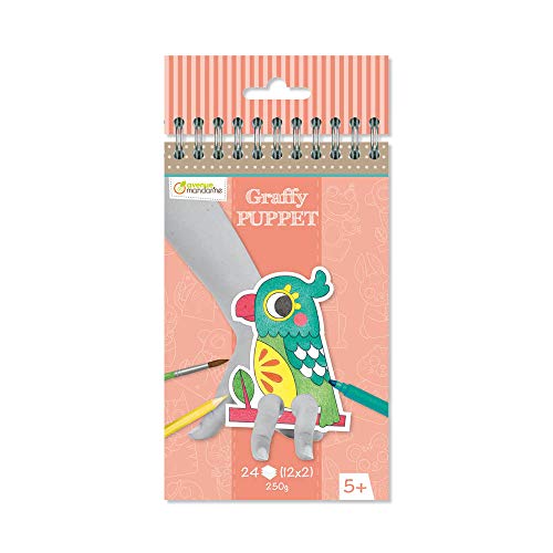 Avenue Mandarine GY095C Malblock Graffy Puppet, 250g Zeichenpapier mit je 12 Motiven x 2, ideal für Kinder ab 5 Jahren, 1 Stück, Haustiere von Avenue Mandarine