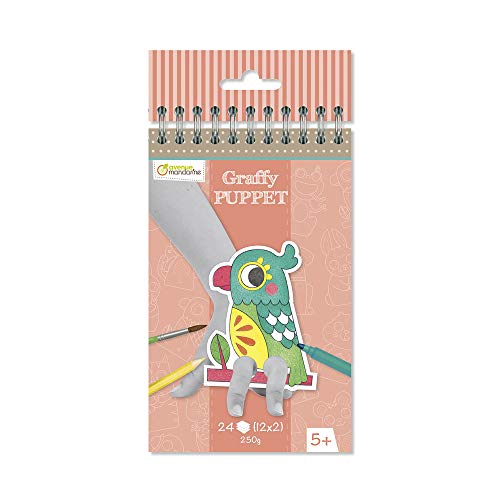 Avenue Mandarine GY095C Malblock Graffy Puppet, 250g Zeichenpapier mit je 12 Motiven x 2, ideal für Kinder ab 5 Jahren, 1 Stück, Haustiere von Avenue Mandarine