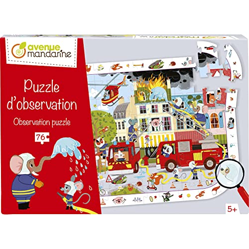 Avenue Mandarine PU022C - Wimmelpuzzle, 76 Teilen, ideal ab 5 Jahren, Feuerwehr, 1 Stück von Avenue Mandarine