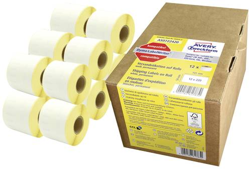 Avery-Zweckform Etiketten 101 x 54mm Papier Weiß 1 St. Permanent haftend AS0722420 Adress-Etiketten von Avery-Zweckform