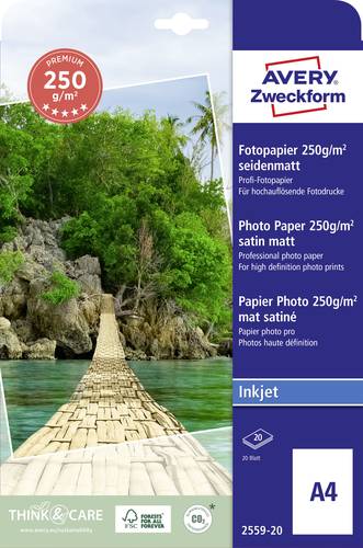 Avery-Zweckform Premium 2559-20 Fotopapier DIN A4 250 g/m² 20 Blatt Seidenmatt von Avery-Zweckform