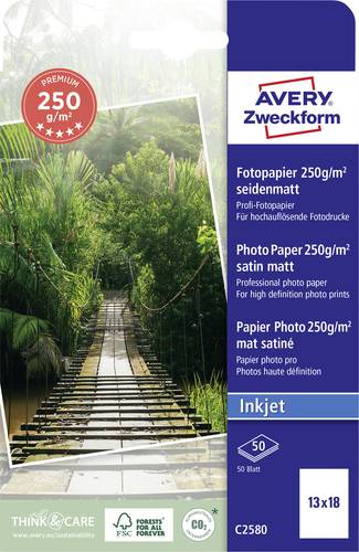 Avery-Zweckform Premium C2580 Fotopapier 13 x 18cm 250 g/m² 50 Blatt Seidenmatt von Avery-Zweckform