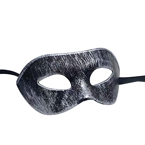 Awevudst Halbgesichtsmaske im Gentleman-Stil, einfarbig, Halloween, Cosplay, Kostüm-Requisite für Herren (Retro-Silber, 8 x 18 cm) von Awevudst