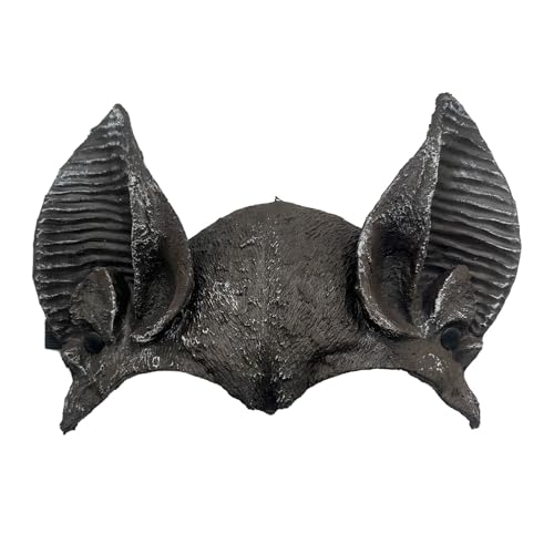 Awevudst Halloween Fledermaus halbes Gesicht Gesicht Realistische Gruselmaulkorb Cosplay Kopfbedeckung für Rollenspiel Party Maskerade Kostüm Requisiten (Schwarz, Facewear Stirnband Set) von Awevudst