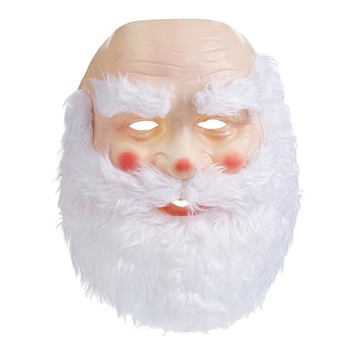 Awevudst Weihnachtsmann-Maske für Erwachsene, realistische Weihnachtsmann-Gesichtsbedeckung mit Bart Party-Requisiten (Beige, 31 x 23 cm) von Awevudst