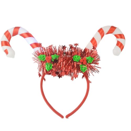 Awevudst Zuckerstangen-Stirnband, leuchtendes Lametta-Haarband, Neuheit, Weihnachts-Kopfschmuck, Kostüm, Haarschmuck (bunt, 27 x 28 cm) von Awevudst