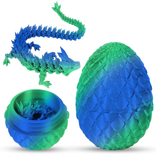 Axingqiwu 3D Gedrucktes Drachenei, Drachen Figuren, Beweglicher Dragon Egg, Drache Wohnkultur, Abnehmbare Eierschale im Ei Drache Spielzeug (Grün) von Axingqiwu