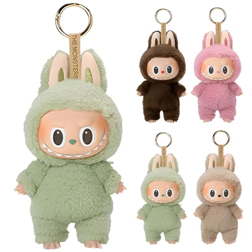 Axinyijia Labubu Monster Keychain, 16 x 8cm Labubu Plüsch Schlüsselanhänger, Labubu Puppe Spielzeug Kuscheltier Geschenke für Fans von Axinyijia