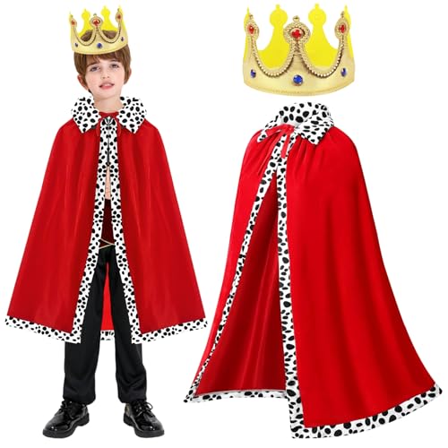 Axinyijia Prinz Umhang mit Krone Kinder, König Umhang Kostüm Junge, Karneval Sternsinger Umhang Kostüm Verkleiden Jungen Königsmantel Cosplay Axinyijia Prinz Umhang mit Krone Kinder, König Umhang Kostüm Junge, Karneval Sternsinger Umhang Kostüm Verkleiden Jungen Königsmantel Cosplay von Axinyijia