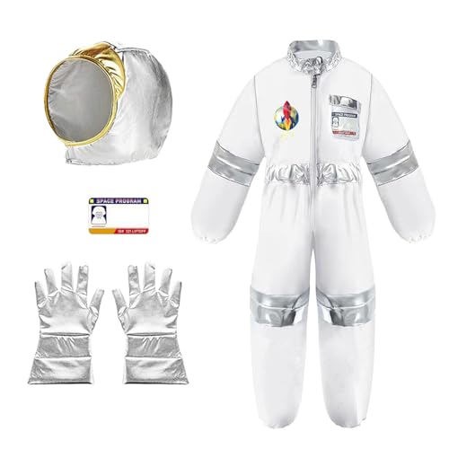 Axvxby Kinder-Astronauten-Kostüm - Komplettset mit Kleid, Hut, Handschuhen und Abzeichen - Geeignet für Karneval, Cosplay, Festivals und Kinder-Raumfahrt-Show-Kostüme von Axvxby