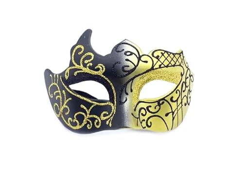 Axvxby Venezianische Masken, Karneval Maskerade Maske Cosplay Karneval Party Kostüm Maske (schwarzes gold) von Axvxby