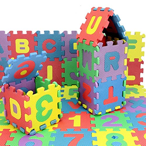 36 Stück Puzzlematte Baby Krabbelmatte Schaumstoff-Bodenmatte Kinder Zahlen Alphabet Spielmatte Bunte Interlock Puzzle Spielmatten von Ayaaa