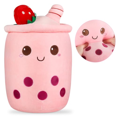 Ayixiwarz Bubble Tea Kuscheltier, BoBo Kuscheltier, Bubble Tea Plüschtier, Stofftier Kissen Weiches Soft Puppe Kinderspielzeug Erwachsene, Hautfreundliches, Bequemes Kuschelkissen Geburtstag von Ayixiwarz