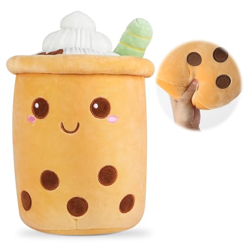 Ayixiwarz Bubble Tea Kuscheltier, BoBo Kuscheltier, Bubble Tea Plüschtier, Stofftier Kissen Weiches Soft Puppe Kinderspielzeug Erwachsene, Hautfreundliches, Bequemes Kuschelkissen Geburtstag von Ayixiwarz