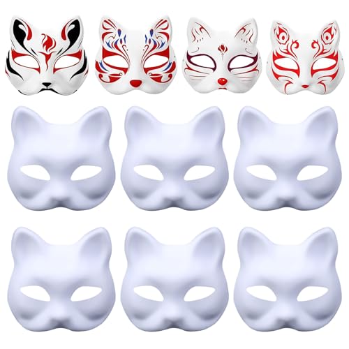 Ayizhiniu 10pcs Weiße Katzenmaske, Therian Mask, DIY Uberstreichbare Papiermasken, Weiße Plastikkatzenmaske, Anwendbar auf Halloween Cosplay Party Maskerade Masken Ayizhiniu 10pcs Weiße Katzenmaske, Therian Mask, DIY Uberstreichbare Papiermasken, Weiße Plastikkatzenmaske, Anwendbar auf Halloween Cosplay Party Maskerade Masken von Ayizhiniu