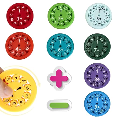 Ayizhiniu 9pcs Mathe Fidget Spinner, Subtraktionspinner, Multiplikation und Division Fidget Spinners, Stressabbau Mathe Zahlen Spinner Sensorisches Spielzeug, Anwendbar für Mathematikunterricht von Ayizhiniu