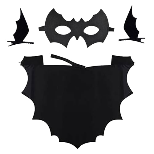 Ayizhiniu Halloween Fledermaus Kostüm für Kinder, Kostüm Fledermaus Fledermaus maske Fledermausflügel Haarspangen teiliges Set für Halloween Cosplay Party für Kinder (A) von Ayizhiniu