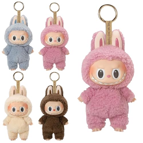 Ayizhiniu Labubu Monster Plush Keychain, Labubu Schlüsselanhänger, Labubu Puppe Anhänger, Zeichentrickfiguren aus Anime Labubu Plüschtier, Gilt für Kind Tasche Dekorationen Anhänger von Ayizhiniu