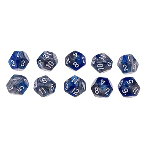 Aymzbd 10PCSMulti Sided Polyhedral D12 für Spiele, Blau + Grau von Aymzbd