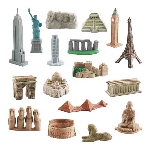 Aymzbd Bausätze für Historische Wahrzeichen, Mini Bausätze, Lernspielzeug, Mini Figuren auf Der Ganzen Welt für Desktop Kinder Und Erwachsene, 17 Stk von Aymzbd