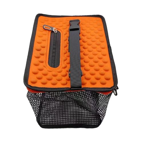 Aymzbd Schwimmender Angelkorb, Zusammenklappbar, mit Gummi Beschichtet, Große Kapazität, Tragbar, mit Reißverschluss Oben, Fischschutztasche, Fischkorb, Ange, Orange 29x21x24cm von Aymzbd