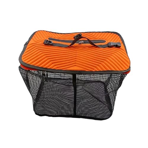 Aymzbd Schwimmender Angelkorb, Zusammenklappbar, mit Gummi Beschichtet, Große Kapazität, Tragbar, mit Reißverschluss Oben, Fischschutztasche, Fischkorb, Ange, Orange 40x29x31cm von Aymzbd