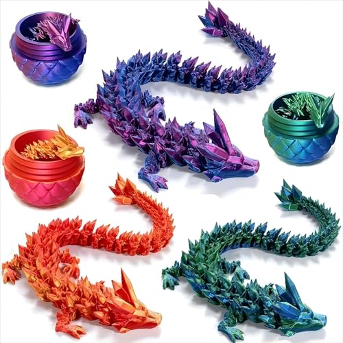 Ayolofei 3D Gedrucktes Drachenei mit Drache, 3 Stück Easter Dracheneier, Realistische Beweglicher Drachen Figuren Geheimnisvolle Drachen Spielzeug für Easter Weihnachtstag Schreibtisch Dekoration von Ayolofei