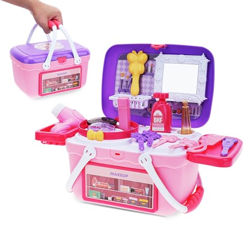 Aytop 26-teiliges Make-up-Set für Mädchen, Kinder Make-up Mädchen Spielzeug mit Korb Hnad Kinder Fiktion Spielzeug Mädchen Geburtstagsgeschenke Set für Alter 3 4 5 6 7 8 9 10 Jahre von Aytop