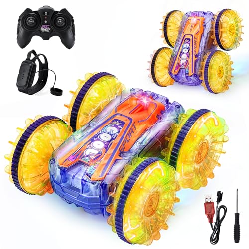 Aytop Remote Control Cars für Kinder Spielzeug 6+ Alter, 2.4GHz Electric Race Stunt Car mit Lichtern Amphibious Remote Control Car für Kinder 360° rotierende Auto Spielzeug Geschenke für 6+ Alter von Aytop