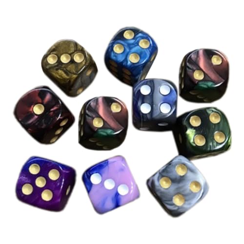 Aywndgdj 10-Teiliges 16-Mm-D6-Würfelset mit Zufälliger Farbe, Standard-Acrylwürfel für Rollenspiele, Langlebig von Aywndgdj