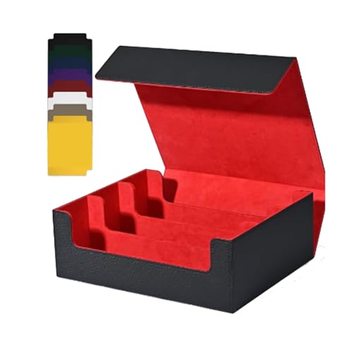 Aywndgdj Kartenaufbewahrungsbox für Sammelkarten 1800+ PU-Kartendeck-Hülle Kartendeck-Hülle für Magnetische Spielkarten Schwarz+Rot von Aywndgdj