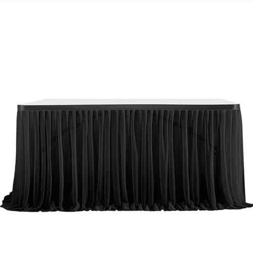 Tischdecke Hochzeit Party Tisch Rock Geburtstag Plissee Dessert Tischdecke Abdeckung Hochzeit Festliche Tisch Sockel Home Tisch Dekor für Partys Veranstaltungen, Hochzeiten, Bankette(Black,6FT 77x183c von Ayztantine