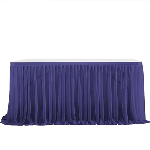 Tischdecke Hochzeit Party Tisch Rock Geburtstag Plissee Dessert Tischdecke Abdeckung Hochzeit Festliche Tisch Sockel Home Tisch Dekor für Partys Veranstaltungen, Hochzeiten, Bankette(Deep blue,6FT 77x von Ayztantine