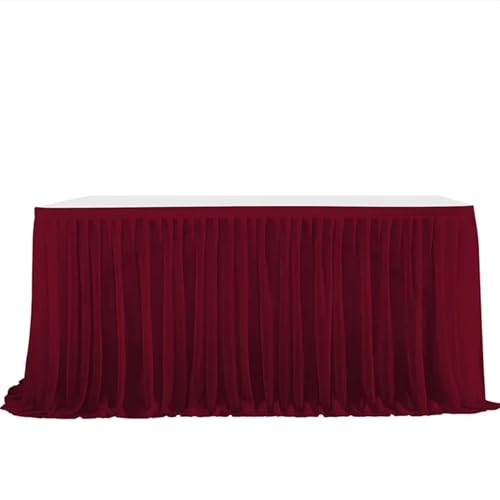 Tischdecke Hochzeit Party Tisch Rock Geburtstag Plissee Dessert Tischdecke Abdeckung Hochzeit Festliche Tisch Sockel Home Tisch Dekor für Partys Veranstaltungen, Hochzeiten, Bankette(Deep wine red,9FT von Ayztantine