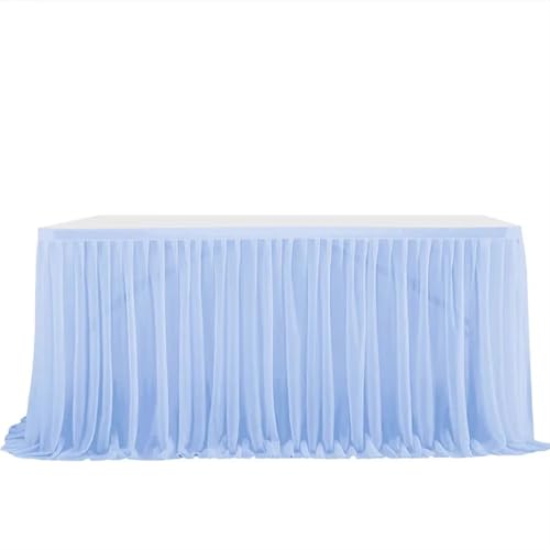 Tischdecke Hochzeit Party Tisch Rock Geburtstag Plissee Dessert Tischdecke Abdeckung Hochzeit Festliche Tisch Sockel Home Tisch Dekor für Partys Veranstaltungen, Hochzeiten, Bankette(Denim blue,9FT 77 von Ayztantine