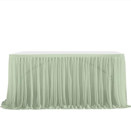 Tischdecke Hochzeit Party Tisch Rock Geburtstag Plissee Dessert Tischdecke Abdeckung Hochzeit Festliche Tisch Sockel Home Tisch Dekor für Partys Veranstaltungen, Hochzeiten, Bankette(Gray green,6FT 77 von Ayztantine