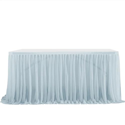 Tischdecke Hochzeit Party Tisch Rock Geburtstag Plissee Dessert Tischdecke Abdeckung Hochzeit Festliche Tisch Sockel Home Tisch Dekor für Partys Veranstaltungen, Hochzeiten, Bankette(Grey blue,9FT 77x von Ayztantine