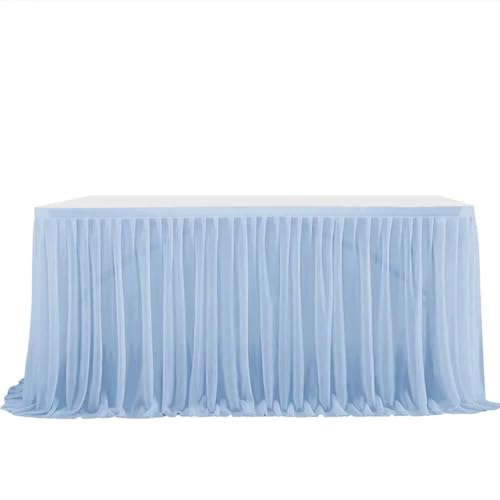 Tischdecke Hochzeit Party Tisch Rock Geburtstag Plissee Dessert Tischdecke Abdeckung Hochzeit Festliche Tisch Sockel Home Tisch Dekor für Partys Veranstaltungen, Hochzeiten, Bankette(Light blue,6FT 77 von Ayztantine