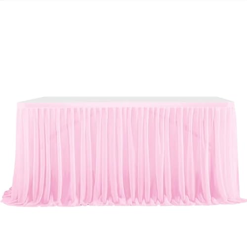 Tischdecke Hochzeit Party Tisch Rock Geburtstag Plissee Dessert Tischdecke Abdeckung Hochzeit Festliche Tisch Sockel Home Tisch Dekor für Partys Veranstaltungen, Hochzeiten, Bankette(Pink,9FT 77x275cm von Ayztantine