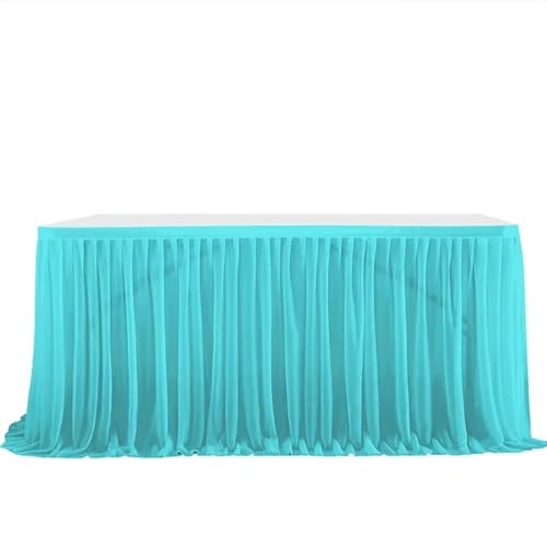 Tischdecke Hochzeit Party Tisch Rock Geburtstag Plissee Dessert Tischdecke Abdeckung Hochzeit Festliche Tisch Sockel Home Tisch Dekor für Partys Veranstaltungen, Hochzeiten, Bankette(Sky blue,6FT 77x1 von Ayztantine