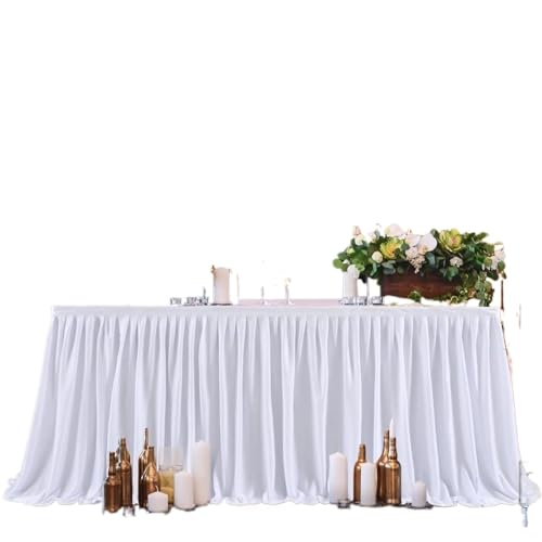 Tischdecke Hochzeit Party Tisch Rock Geburtstag Plissee Dessert Tischdecke Abdeckung Hochzeit Tisch Rock Hotel Display Geschenk EsstischDekor für Partys Veranstaltungen, Hochzeiten, Bankette(White,6FT von Ayztantine