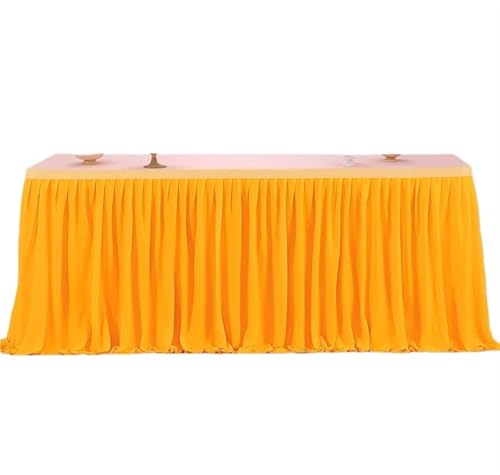 Tischdecke Hochzeit Party Tisch Rock Geburtstag Plissee Dessert Tischdecke Abdeckung Hochzeit Tisch Rock Hotel Display Geschenk EsstischDekor für Partys Veranstaltungen, Hochzeiten, Bankette(Yellow,9F von Ayztantine