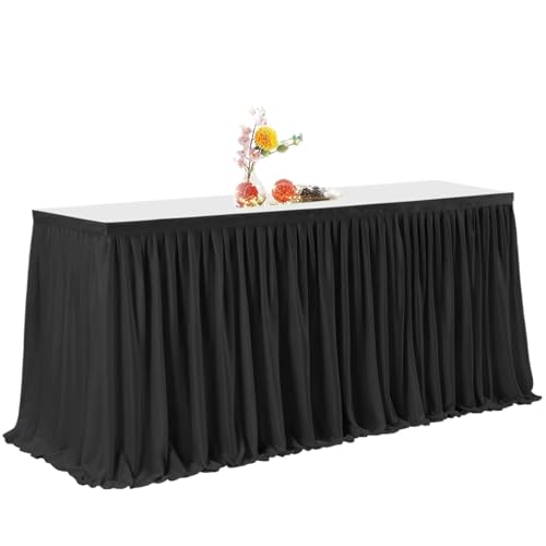 Tischdecke Hochzeit Party Tisch Rock Geburtstag Plissee Dessert Tischdecke Abdeckung Hochzeit Tisch Rock Hotel Display Geschenk EsstischDekor für Partys Veranstaltungen, Hochzeiten, Bankette(Black,9FT von Ayztantine