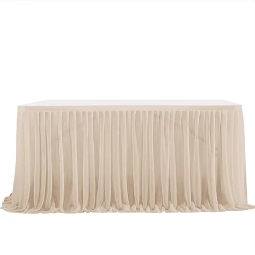 Tischdecke Hochzeit Party Tisch Rock Geburtstag Plissee Dessert Tischdecke Abdeckung Hochzeit Tisch Sockel Home Tisch Dekor für Partys Veranstaltungen, Hochzeiten, Bankette(Beige,12FT L4.26mXH0.75m) von Ayztantine