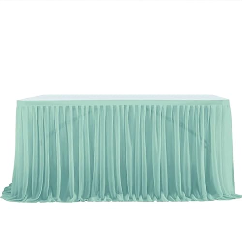 Tischdecke Hochzeit Party Tisch Rock Geburtstag Plissee Dessert Tischdecke Abdeckung Hochzeit Tisch Sockel Home Tisch Dekor für Partys Veranstaltungen, Hochzeiten, Bankette(Blue-green,6FT L1.83mXH0.75 von Ayztantine